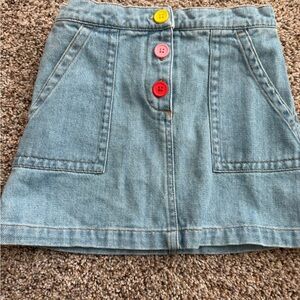 Mini Boden 6-7 denim skirt with Colorful Buttons - Light Blue